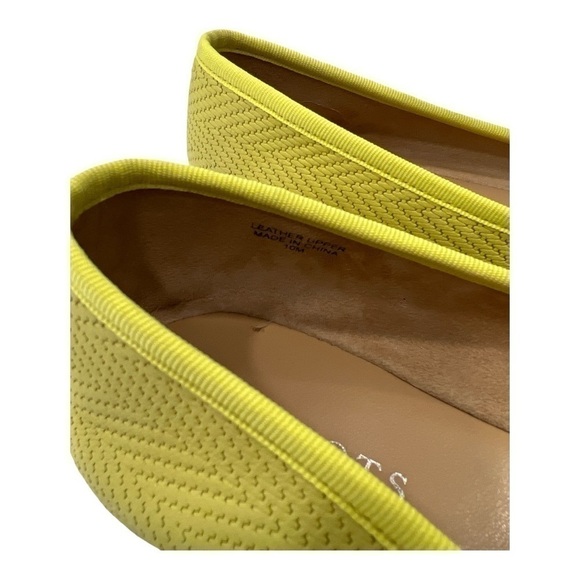TALBOTS PENELOPE HERRINGBONE BALLET FLATS yellow leather size 10 M - Picture 10 of 14